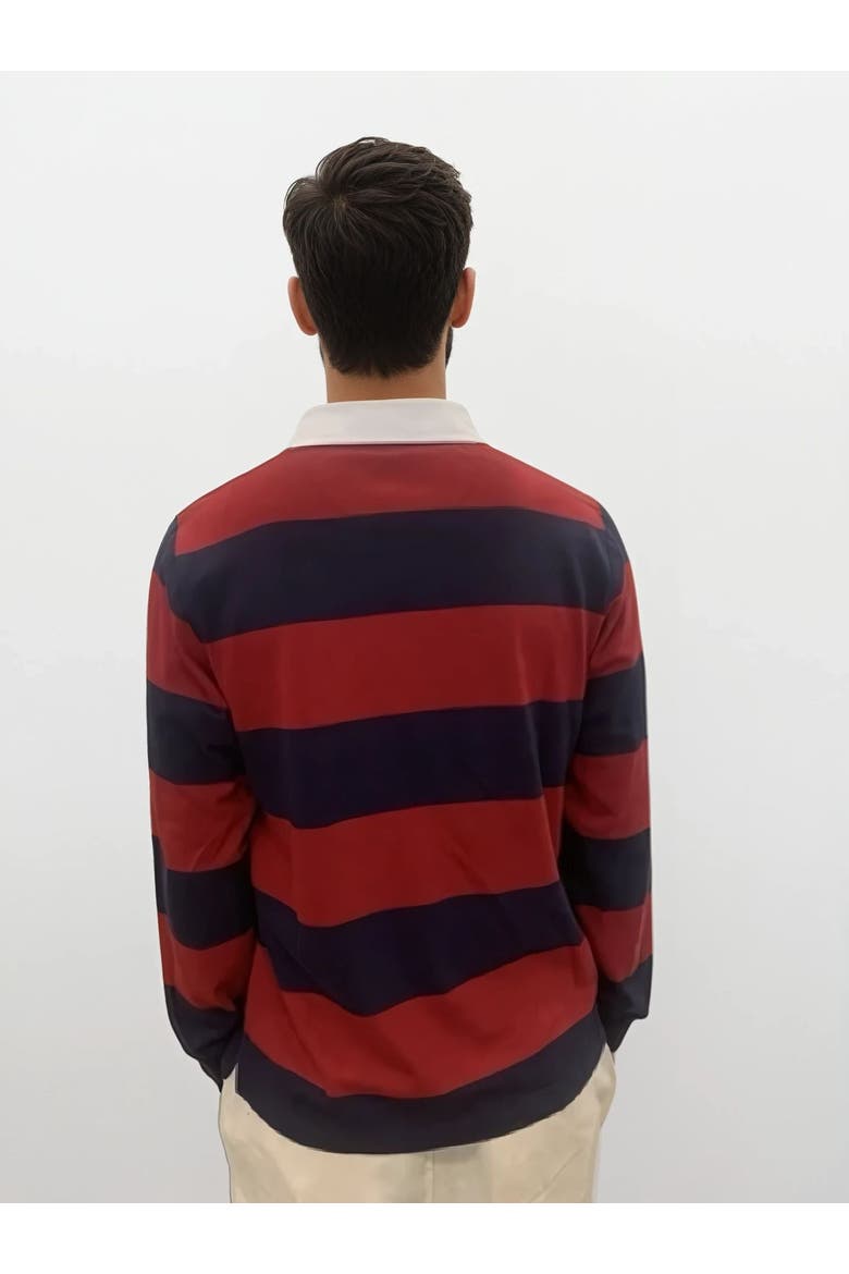 Ivy Stripe Rugby Shirt, Alternate, color, Burgundy / Navy