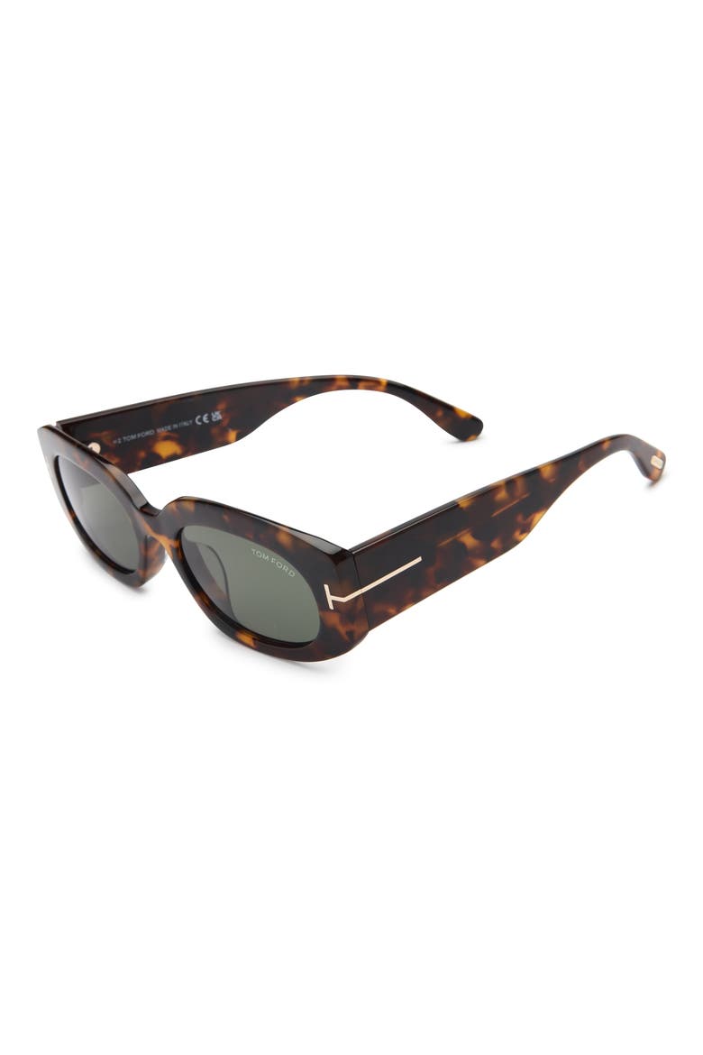 Cielle 54mm Oval Sunglasses, Alternate, color, DARK HAVANA / GREEN