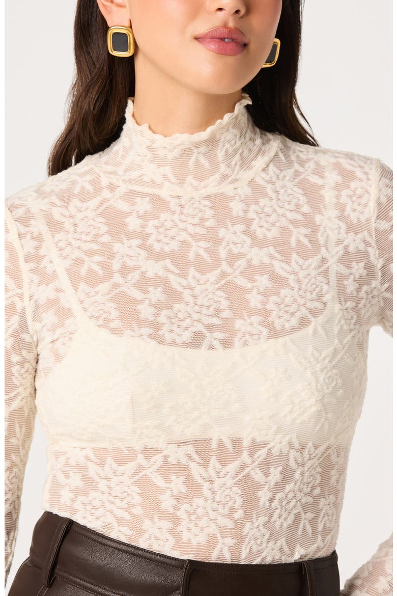 Kyra Mock Neck Lace Top, Alternate, color, IVORY