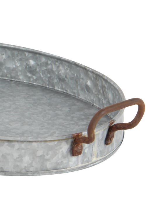Uma Farmhouse Set Of 3 Metal Trays In Brown