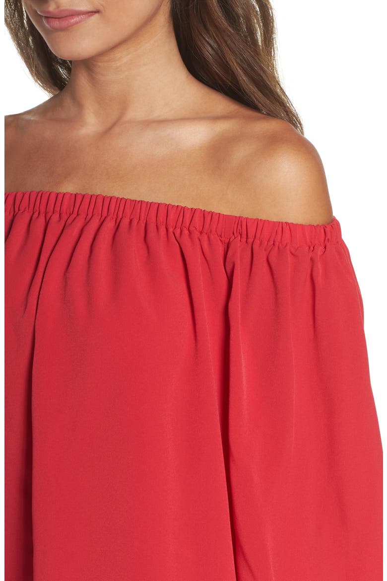 Polly Off the Shoulder Dress, Alternate, color, WATERMELON