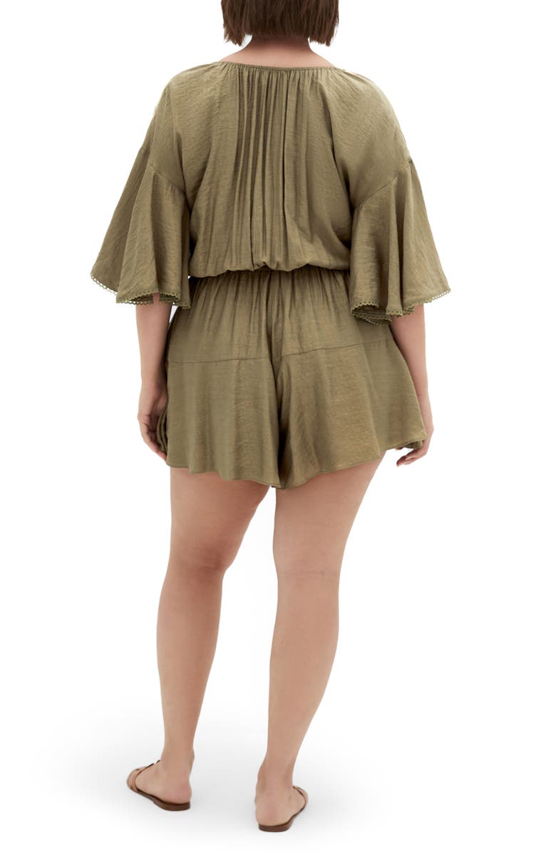 City Chic Harlow Tassel Tie Romper, Alternate, color, Khaki