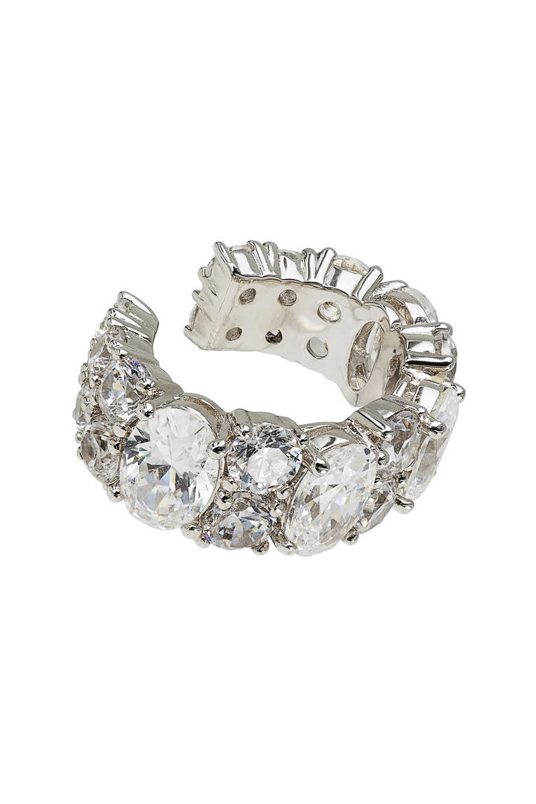 Chloe Cubic Zirconia Ear Cuff, Main, color, RHODIUM
