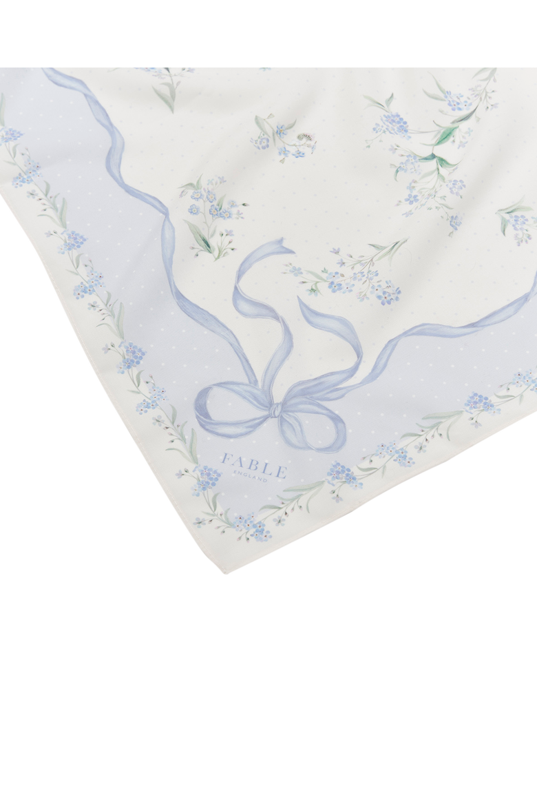 Bow & Floral Square Scarf, Alternate, color, Light/Pastel Blue