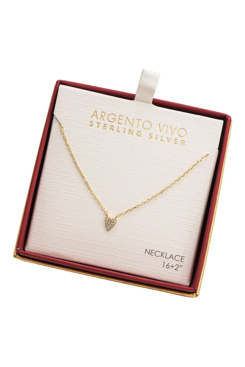 Pavé Cubic Zirconia Heart Pendant Necklace, Alternate, color, GOLD