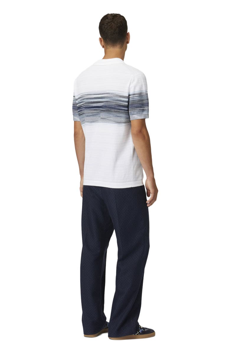 Missoni Honeycomb Cotton Knit Polo Shirt With Slub Detail, Alternate, color, White & Blue