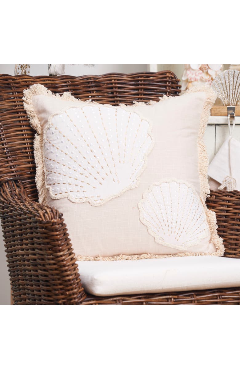 C&F Home Gold Coast Scallop Shells Throw Pillow, 18" x 18", Alternate, color, Beige