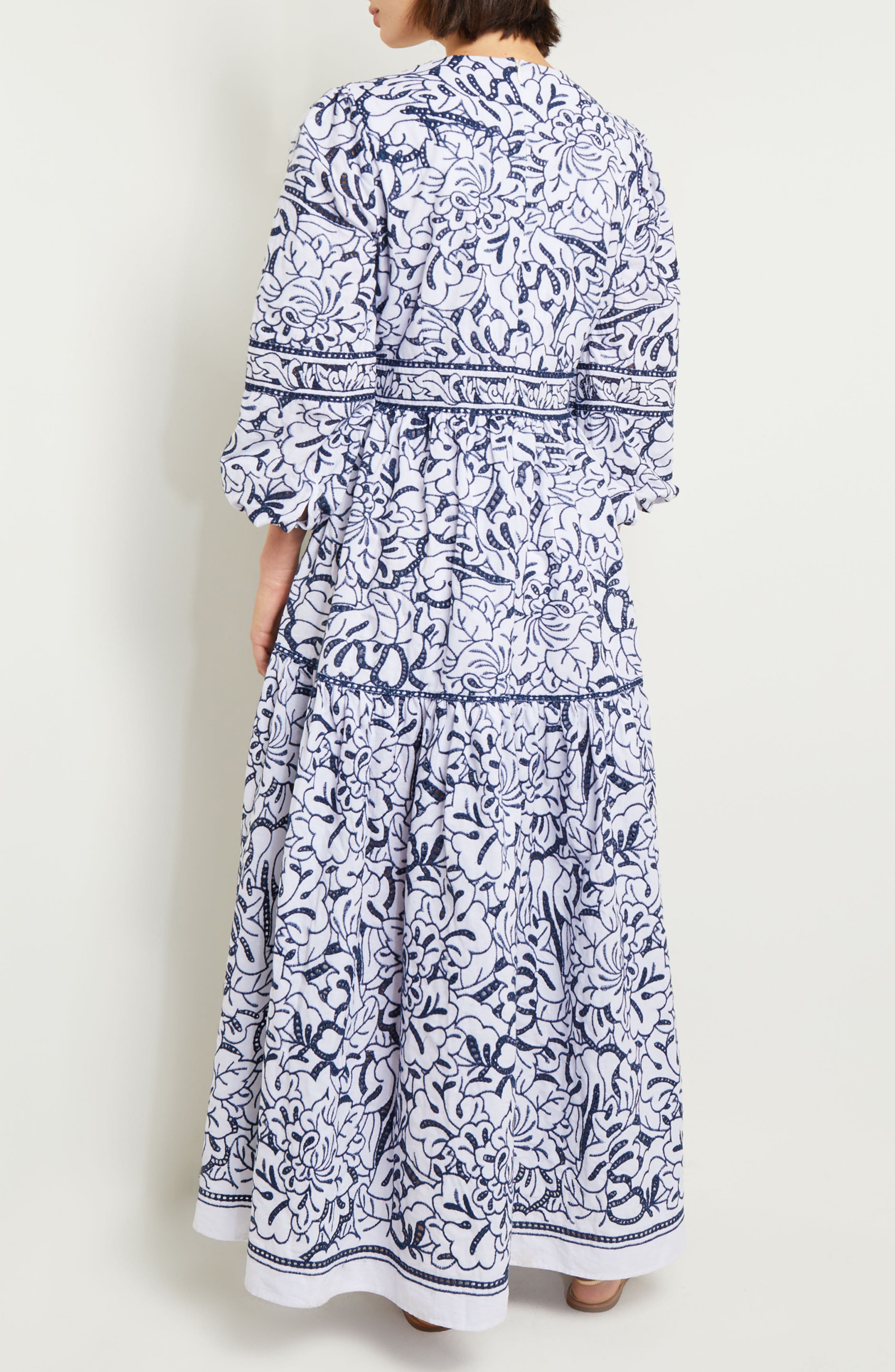 Embroiderd Floral Cotton Maxi Dress - image 2