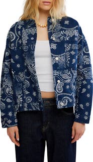 Free People Opal Swing Print Denim Jacket