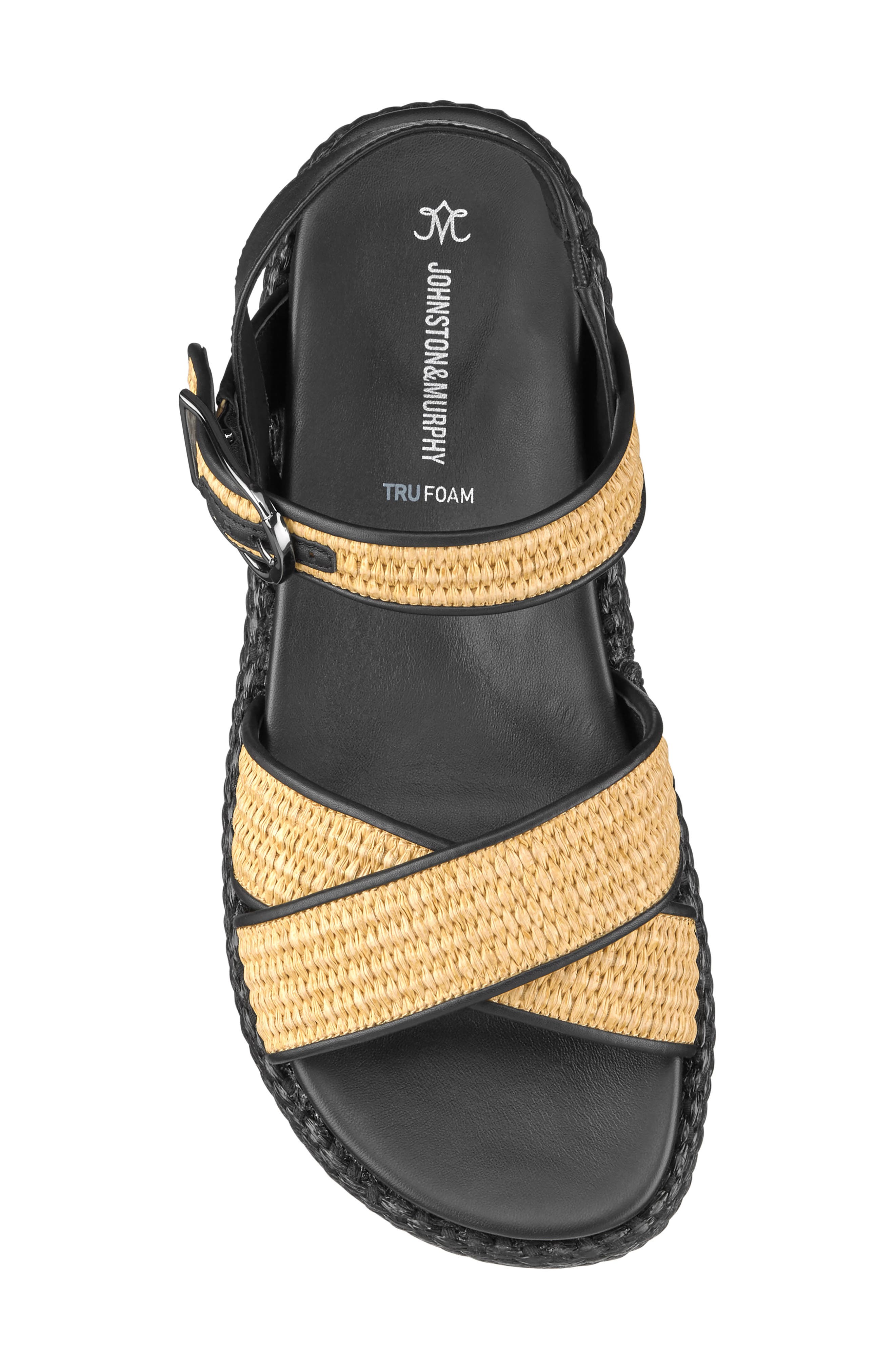 Johnston & Murphy Carli Ankle Strap Platform Sandal, Alternate, color, Black Nappa Leather