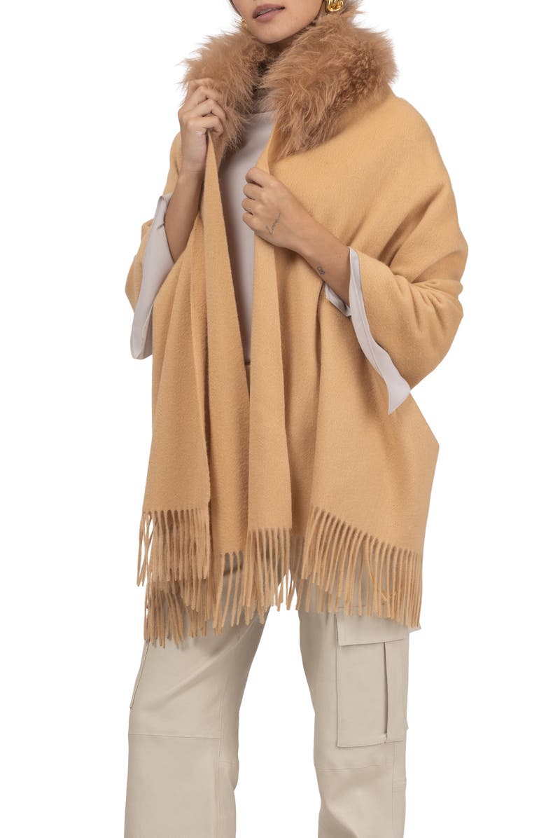 GORSKI Select Cashmere Stole with Select Collar, Alternate, color, Light Camel