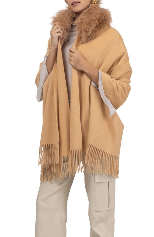 Gorski Select Cashmere Stole With Select Lamb Collar In Brown