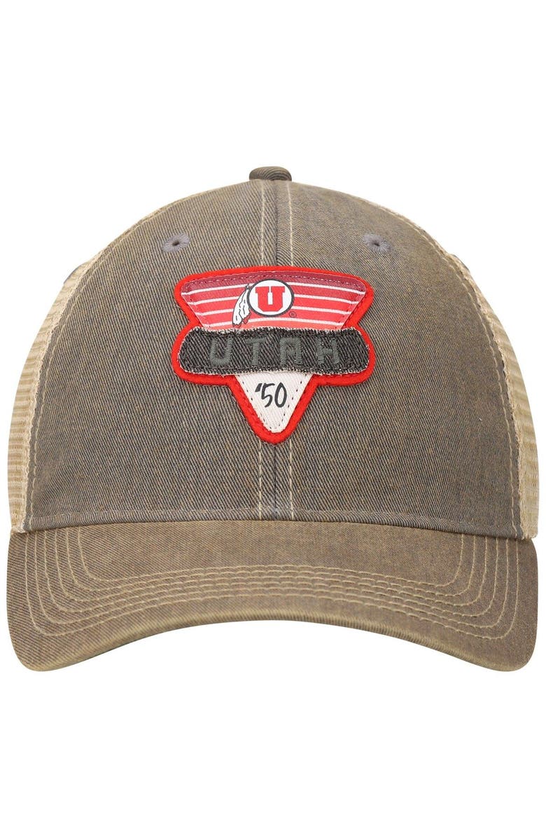 LEGACY ATHLETIC Men's Gray Utah Utes Legacy Point Old Favorite Trucker Snapback Hat, Alternate, color, Gray