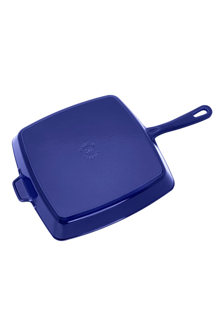 12-Inch Enameled Cast Iron Grill Pan, Alternate, color, DARK BLUE