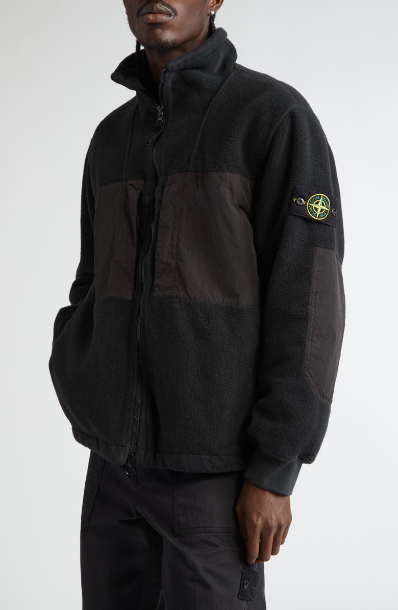 Stone Island Mixed Media Fleece Jacket, Alternate, color, 