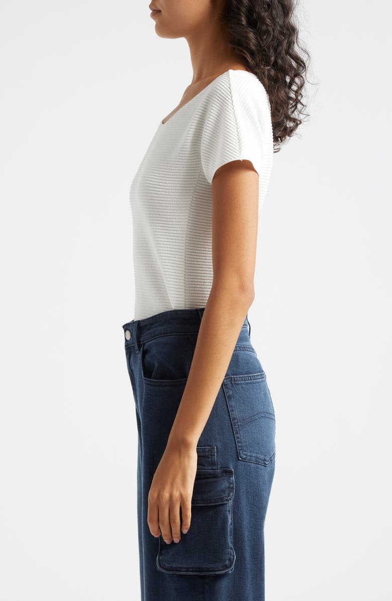 Emporio Armani Ottoman Rib T-Shirt, Alternate, color, Off White