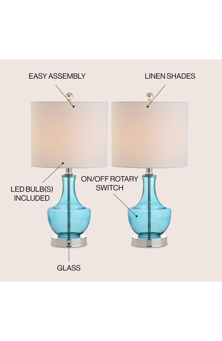 JONATHAN Y Colette Mini Glass LED Table Lamp, Alternate, color, Light Blue