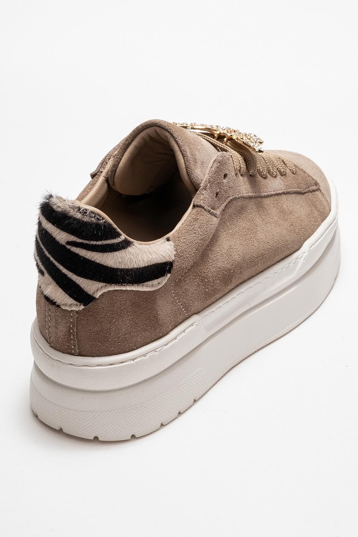Forever & Always Shoes Anda Leather Buckled Sneakers, Alternate, color, Dark Beige Faux Leather