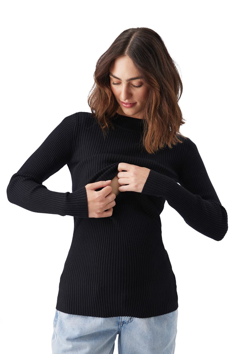 Ripe Maternity Lift Up Nursing Knit Top, Alternate, color, Black