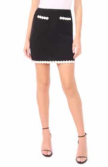 Faux Pearl Floral Trim Miniskirt