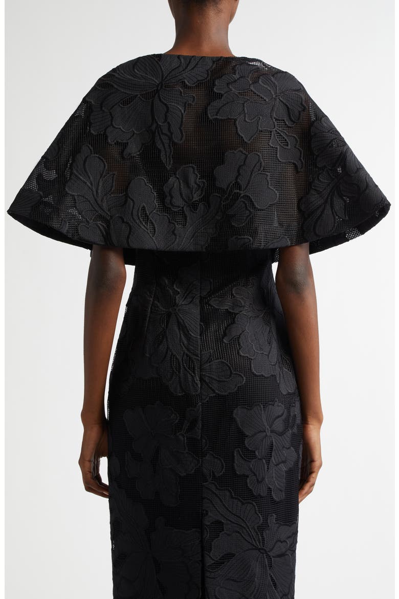 Floral Appliqué Reversible Capelet, Alternate, color, BLACK