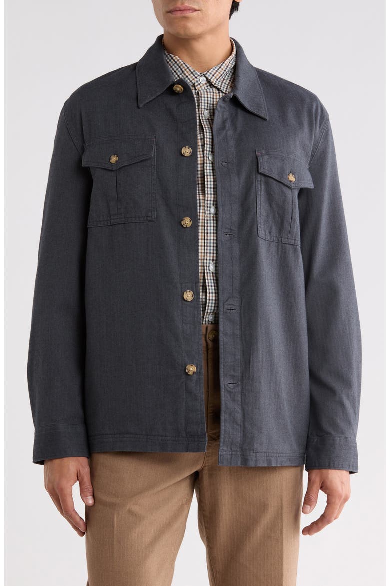 Herringbone Stretch Overshirt, Main, color, ASPHALT