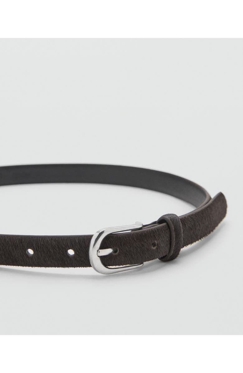MANGO Genuine Calf Hair Belt, Alternate, color, Chocolate
