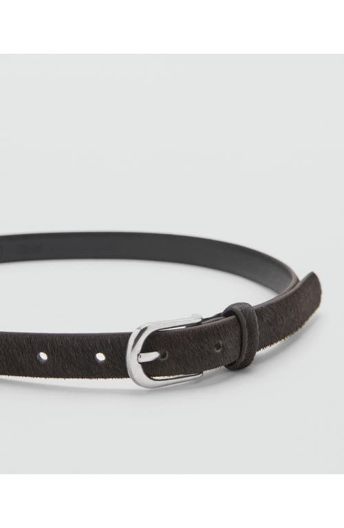 Mango Genuine Calf Hair Belt In Brown