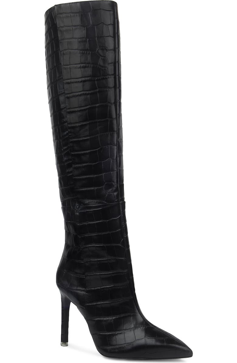 BLACK SUEDE STUDIO Taylor Croc Embossed Pointed Toe Boot, Main, color,