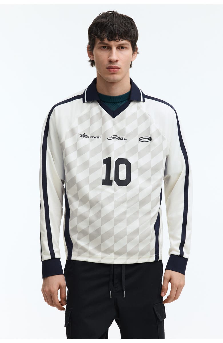 H&M Loose Fit Printed Football Shirt, Alternate, color, White/Usa Golden 10