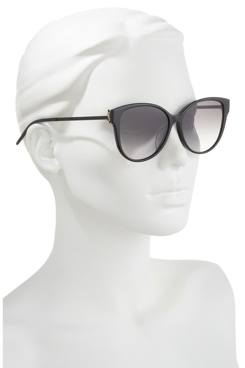 56mm Round Sunglasses, Alternate, color, BLACK BLACK SMOKE