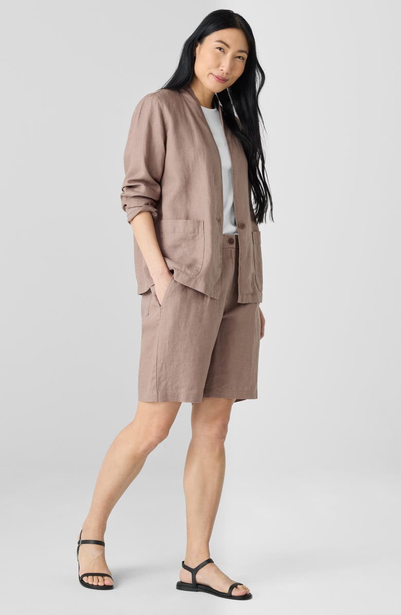 Eileen Fisher Organic Linen Shorts, Alternate, color, Cocoa