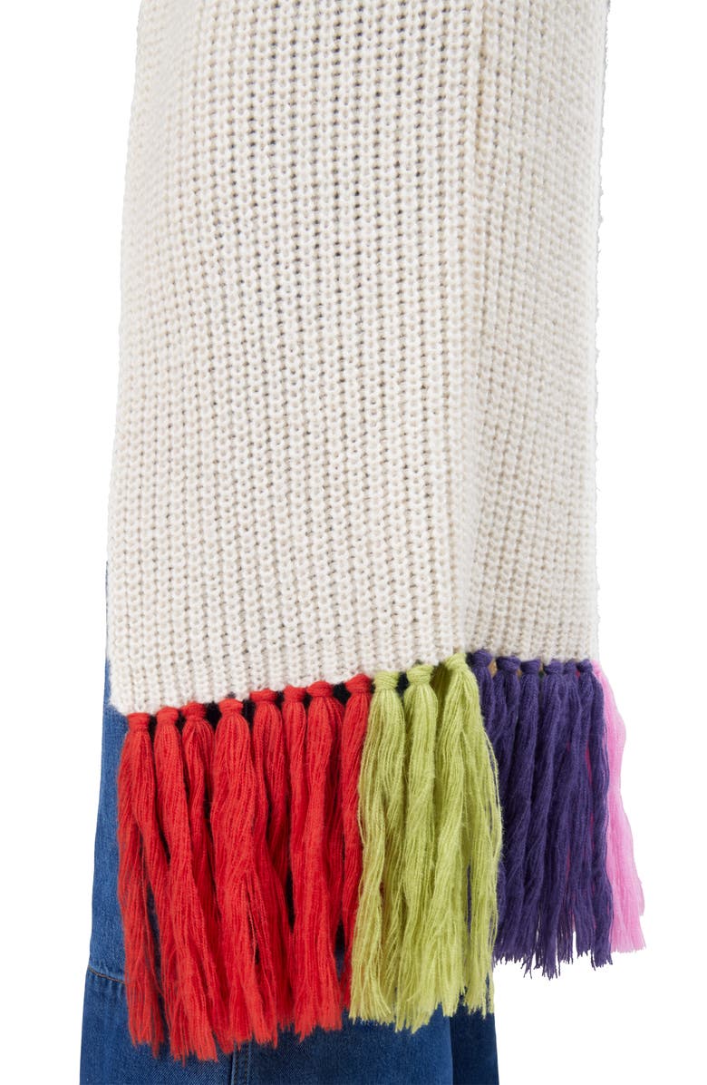 SAACHI Rainbow Tassel Duster Cardigan, Alternate, color, White