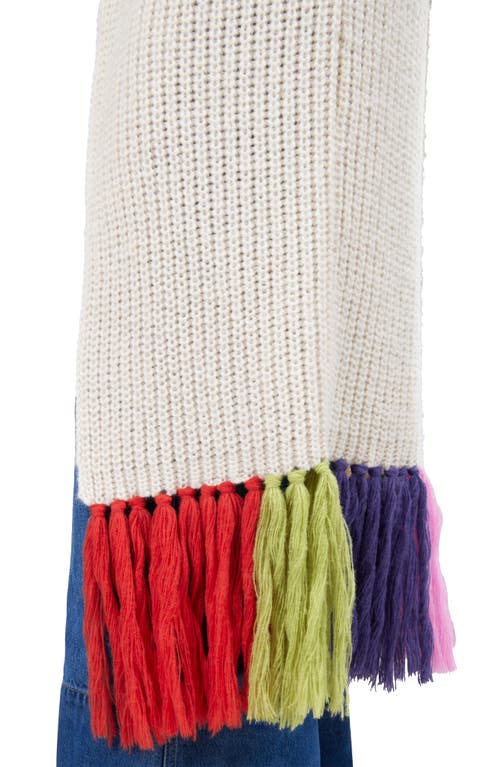 Saachi Rainbow Tassel Duster Cardigan In White