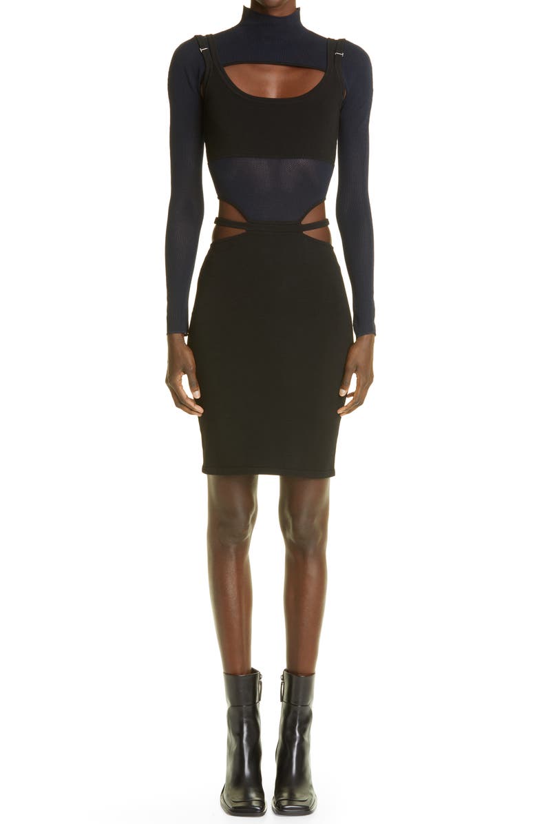 Dion Lee Mesh Underlay Long Sleeve Dress, Main, color,