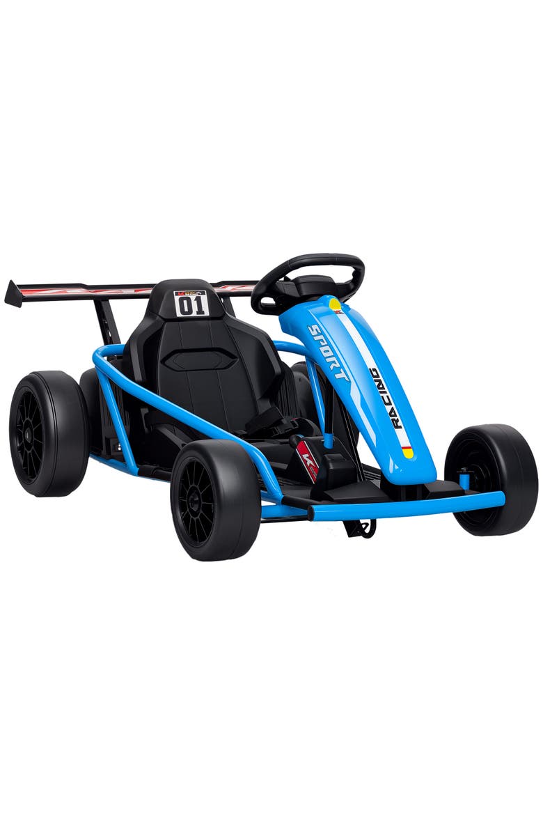 24V 8.1 MPH Electric Go Kart for Kids 7AH Battery Powered Drift Kart with Dual Motors Soft Start Safety Belt for Kids Years, Main, color, Blue