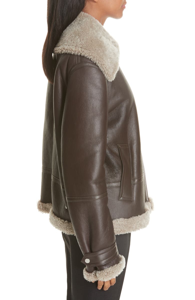 Helmut Lang Genuine Shearling Aviator Jacket, Alternate, color, 