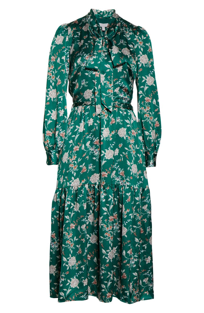 Chelsea28 Floral Long Sleeve Satin Shirtdress, Alternate, color, 
