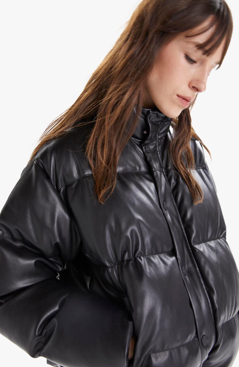 MOTHER The Drop Pillow Talk Faux Leather Puffer Jacket, Alternate, color,