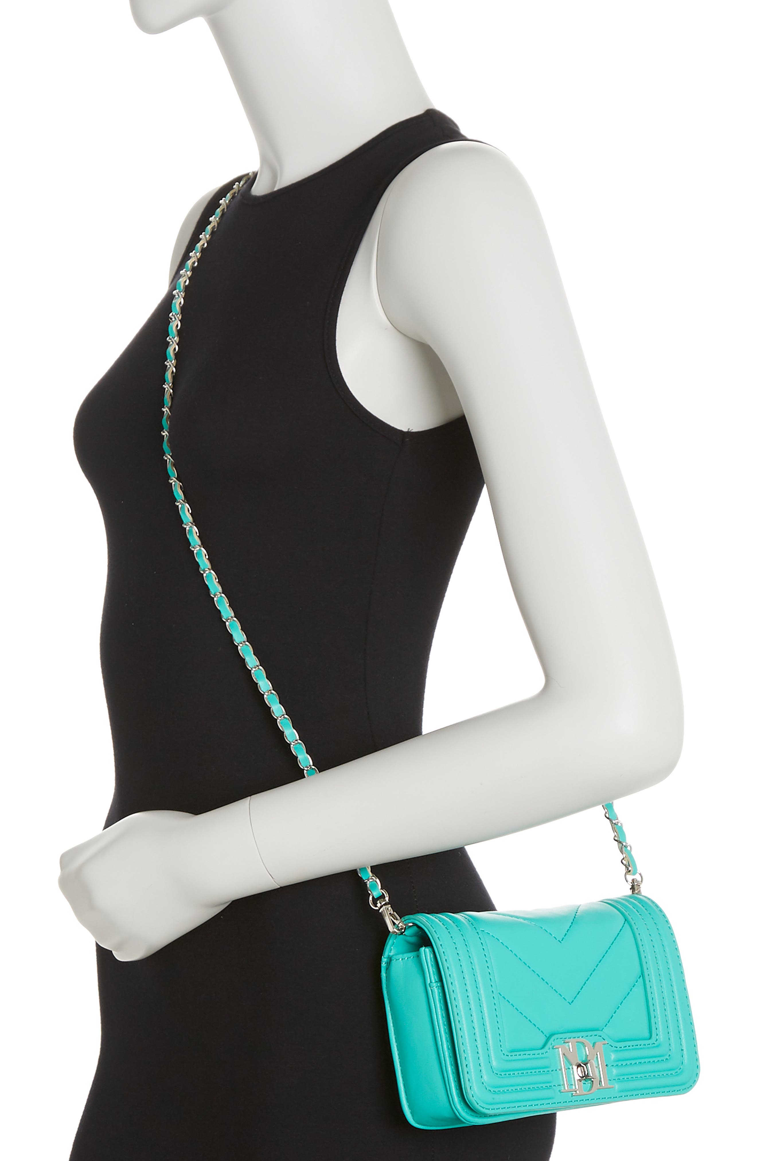 Badgley Mischka Collection Small Chevron Quilted Crossbody Bag, Alternate, color, Green