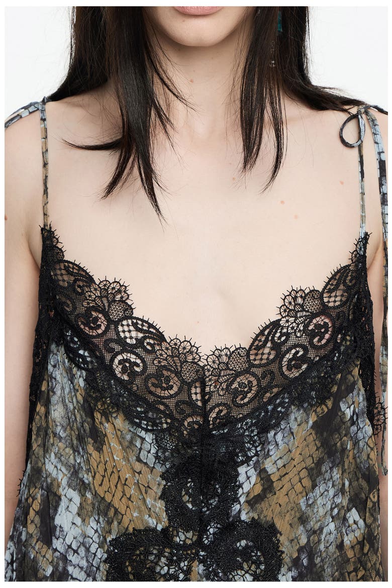 Fluid Lace Dress, Alternate, color, SNAKE KHAKI