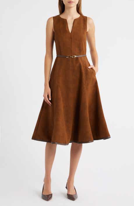 En Saison Eloise Faux Suede Midi Dress