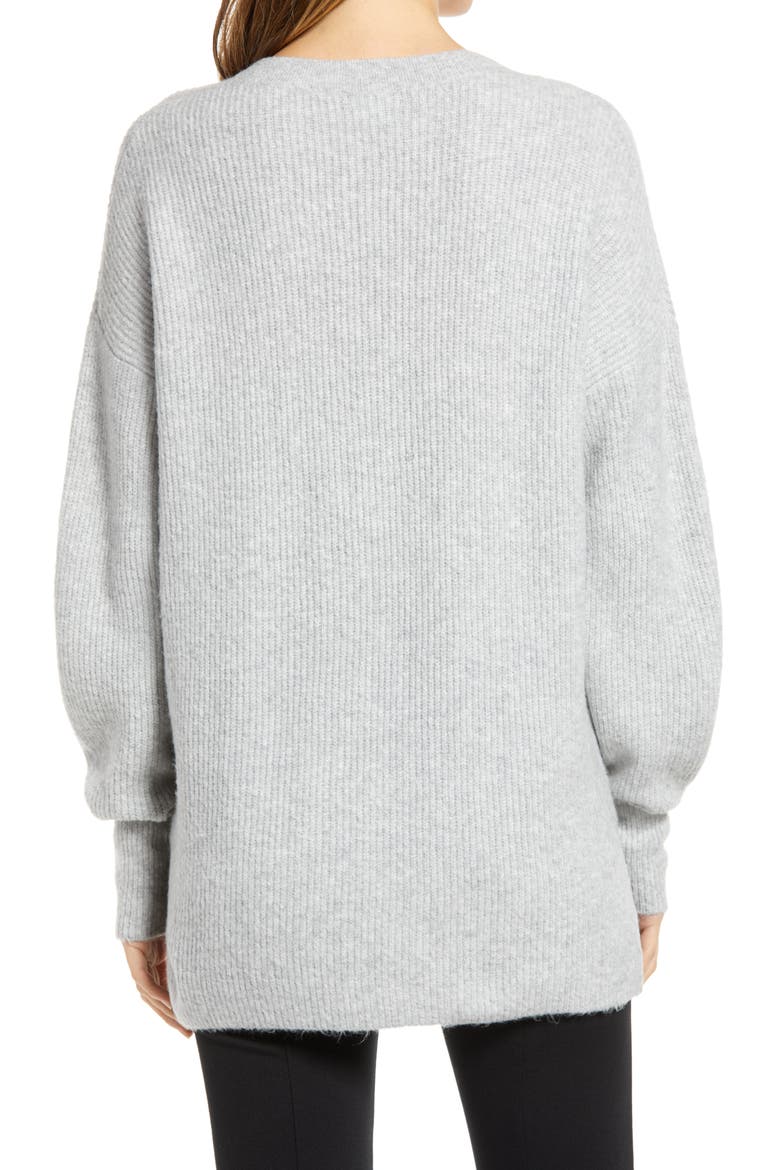Cozy V-Neck Tunic Sweater, Alternate, color, GREY HEATHER