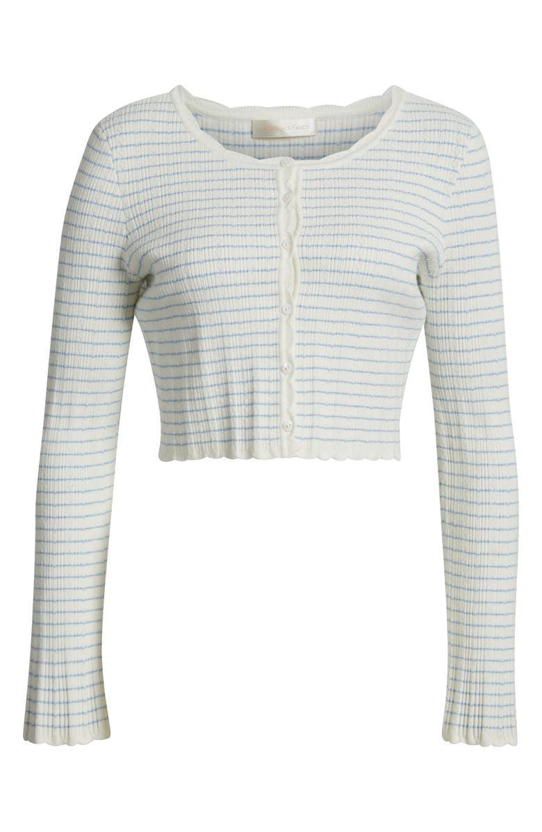 LoveShackFancy Media Stripe Pointelle Cardigan, Alternate, color, Sailor Stripes