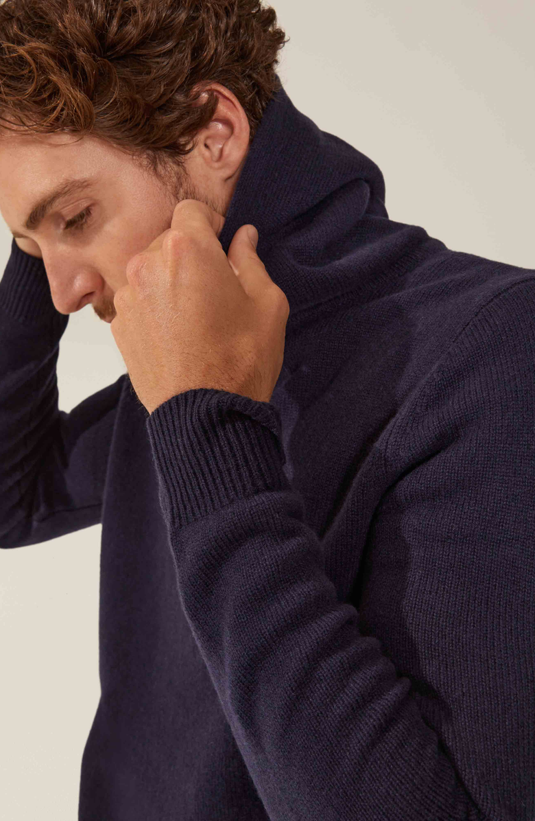 Italic Jasper Cashmere Hoodie, Alternate, color, Navy