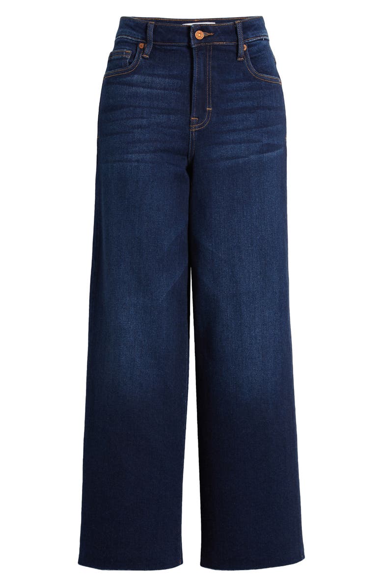 HIDDEN JEANS Clean Stretch Raw Hem Wide Leg Jeans, Alternate, color, Dark Wash