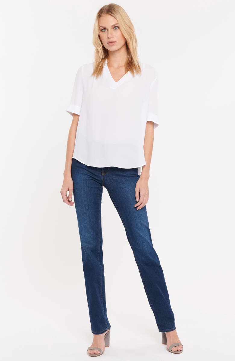 NYDJ Charming V-Neck Top, Alternate, color, Optic White