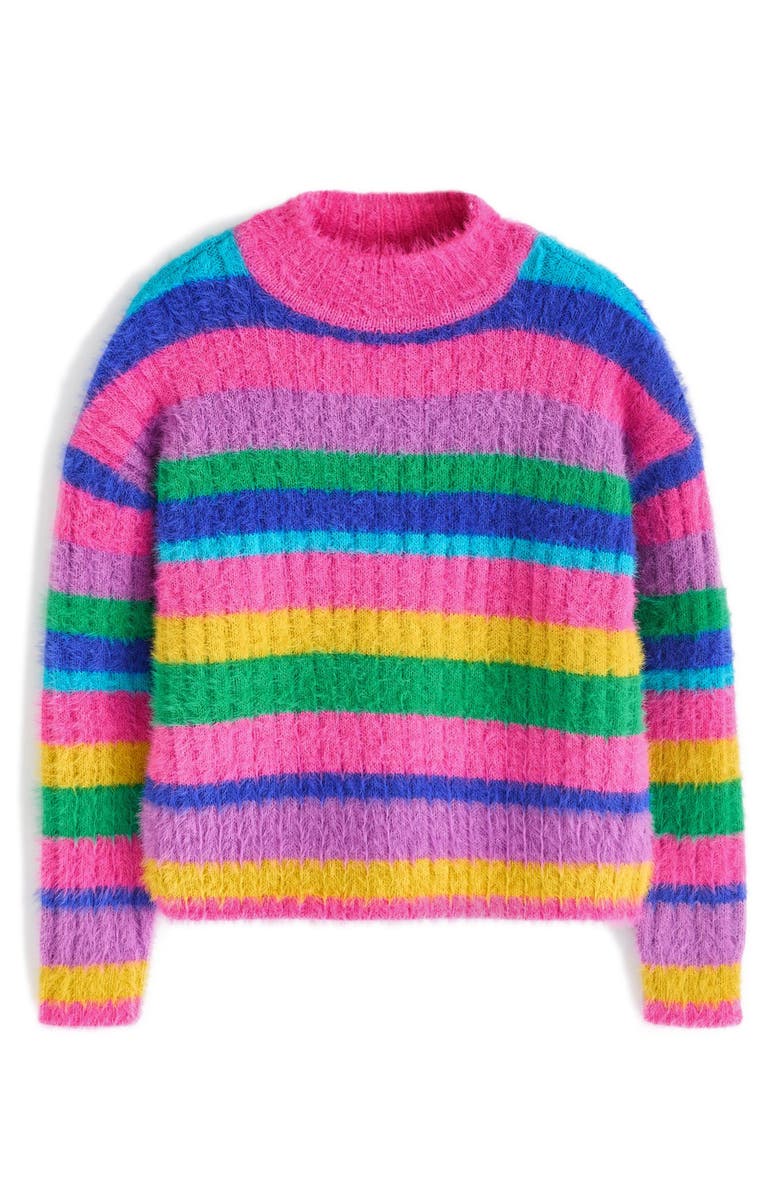 NEXT Kids' Rainbow Stripe Mock Neck Sweater, Main, color, 