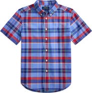 Polo Ralph Lauren Kids' Classic Plaid Short Sleeve Cotton Button-Down Shirt