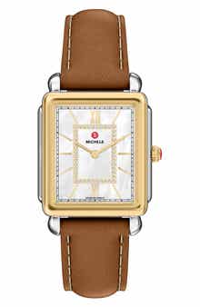 Deco II Diamond Mother-of-Pearl Leather Strap Watch, 26mm x 28mm